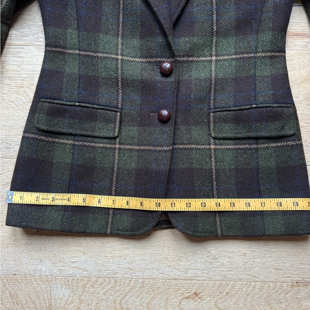 🔥VINTAGE LAUREN Ralph Lauren TWEED WOOL Classic Plaid Blazer Sz4P PriceFirm - Picture 9 of 14